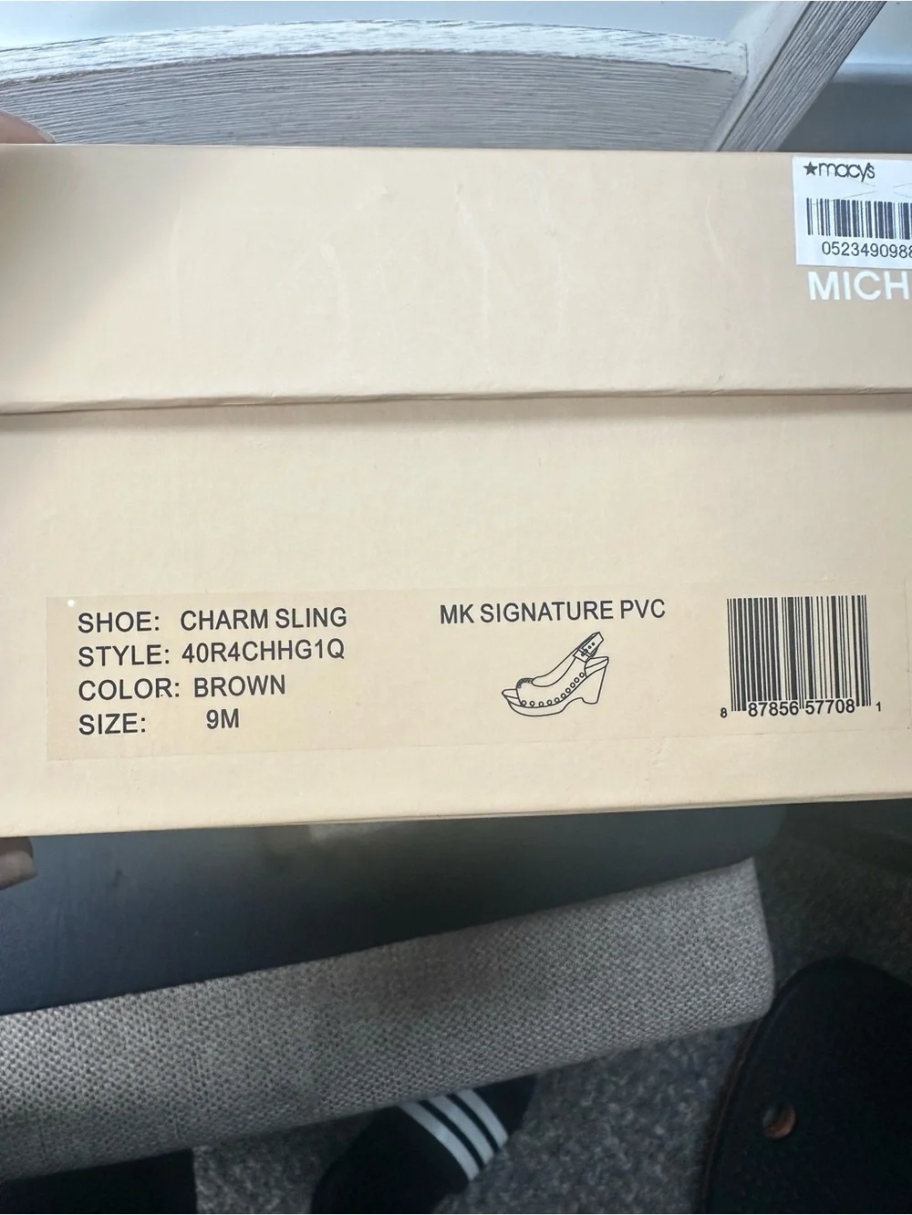 Michael Kors Brown Logo Studded Platform Wedge Sandals Size 9